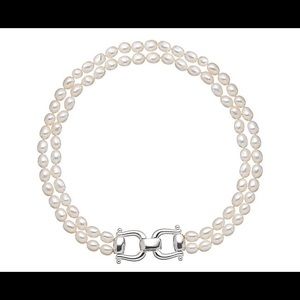 Horsebit and Pearl Choker Necklace